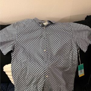 Fair Harbor Navy Geometric Button Down Shirt